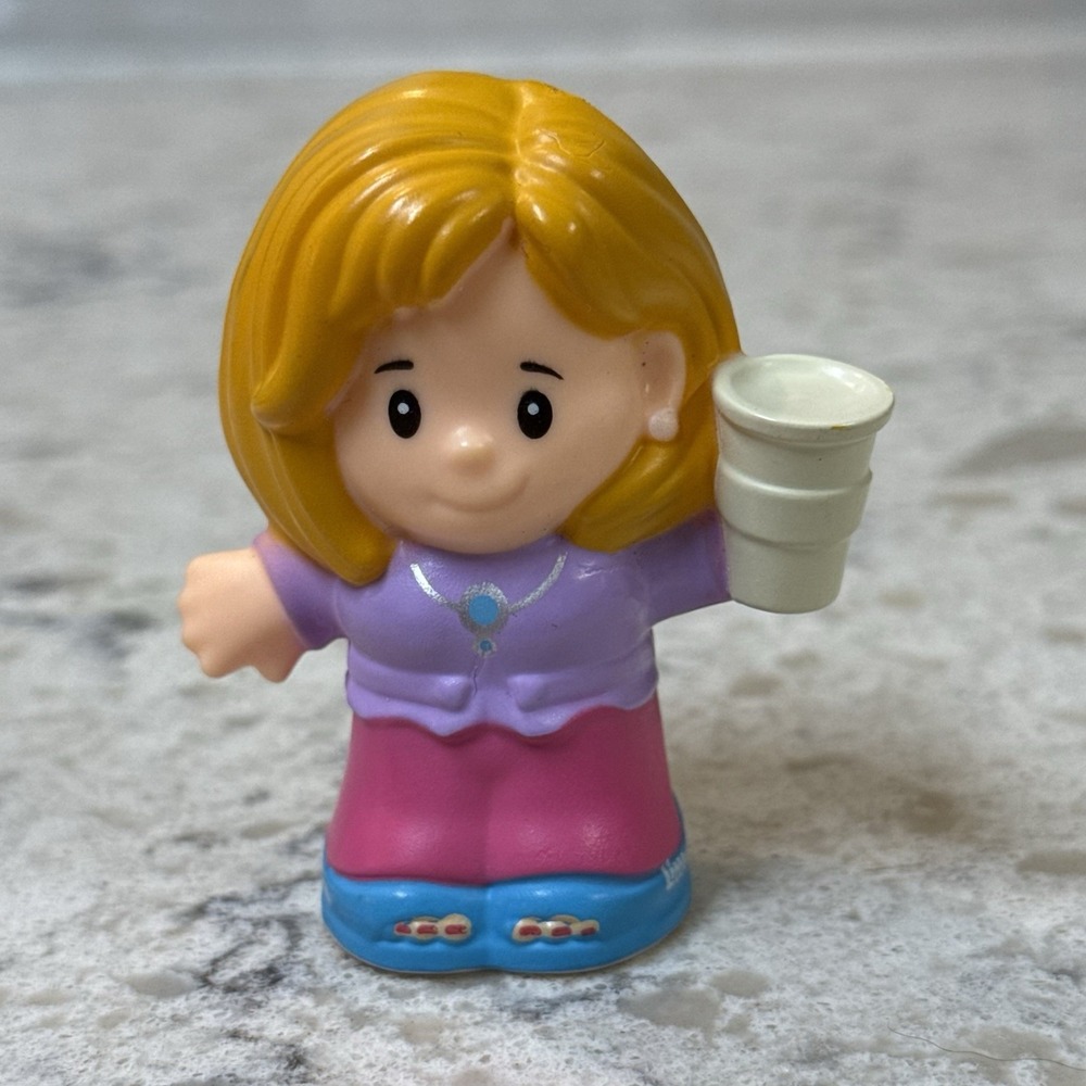 Fisher Price Little People Mom Mother Coffee Latte Blonde Hair Girl 2015 2017